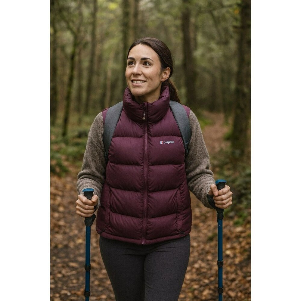 Berghaus Gilet Womens Size UK 14 Purple Down Puffer Vest Outdoor Zipped Pockets